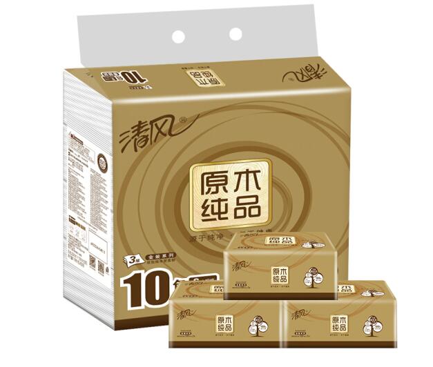 清风原木纯品手抽纸10包